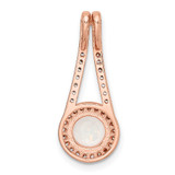 Sterling Silver Rose-tone White Created Opal & CZ Halo Pendant