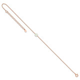 Sterling Silver Rose-tone White Created Opal 9in Plus 2 in ext. Anklet