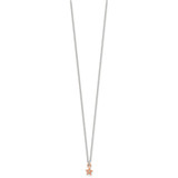 Sterling Silver Rose-tone White CZ Star Childrens 14 inch Necklace and Post Earrings Set