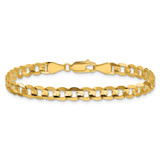 14K 8 inch 5.25mm Open Concave Curb with Lobster Clasp Bracelet