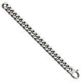 Sterling Silver Ruthenium/Antiqued Brushed Curb Link Bracelet - QG-F2473AB5-7345