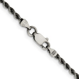 Sterling Silver Ruthenium-plated 2.3mm Rope Chain - QF-01525B2A-3609