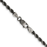 Sterling Silver Ruthenium-plated 3.4mm Rope Chain - QF-EA4A401C-3599