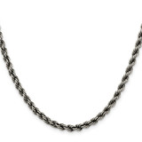Sterling Silver Ruthenium-plated 4.5mm Rope Chain - QF-3310983F-6103