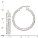 Sterling Silver Satin & Diamond-cut 5mm Round Hoop Earrings