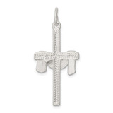 Sterling Silver Satin D/C Draped Cross Charm