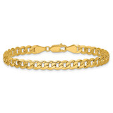 14K 8 inch 5.75mm Flat Beveled Curb with Lobster Clasp Bracelet