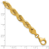 14K 8 inch 6.5mm Diamond-cut Rope with Fancy Lobster Clasp Chain