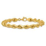 14K 8 inch 6.5mm Diamond-cut Rope with Fancy Lobster Clasp Chain