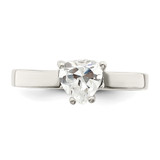 Sterling Silver Solitaire Heart CZ Ring - QR-A46BBA90-8772
