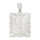 Sterling Silver Square Diamond-cut Letter P Initial Pendant