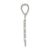 Sterling Silver Square Diamond-cut Letter R Initial Pendant