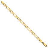 14K 8 inch 6mm Concave Open Figaro with Lobster Clasp Bracelet