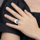 Sterling Silver Textured Dome Ring - QR-C7299E07-3723