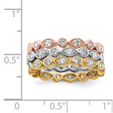Sterling Silver Vermeil Trio CZ Rings - QR-7AB7479A-7892