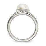 Sterling Silver w/14k Antiqued 8mm Button FWC Pearl Set of 3 Rings - QR-0B4432C3-3738