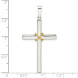 Sterling Silver w/Gold-tone X Center Hollow Cross Pendant