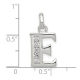 Sterling Silver White CZ Letter E Initial Pendant