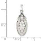 Sterling Silver White Epoxy & Crystal Miraculous Medal Pendant