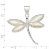 Sterling Silver White Shell Dragonfly Pendant