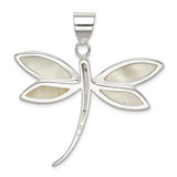 Sterling Silver White Shell Dragonfly Pendant