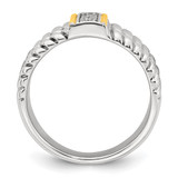 Sterling Silver with 14k Accent Antiqued Polished CZ Triple Twisted Ring - QR-F8D3F393-1537