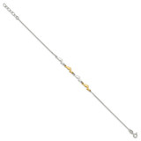 Sterling Silver with Gold-tone Polished Dolphins 9 inch with 1 inch Extension Anklet