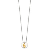 Sterling Silver with Gold-tone Polished Footprint Dangle on Disc 16 inch Necklace