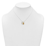 Sterling Silver with Gold-tone Polished Footprint Dangle on Disc 16 inch Necklace