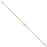 Sterling Silver with Gold-tone Polished Interlocked Oval Link 9 inch with 1 inch Extension Anklet
