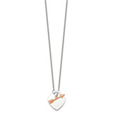 Sterling Silver with Rose-tone Polished Heart and Arrow 18 inch Toggle Necklace
