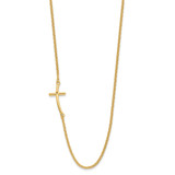 Sterling Silver YG-plated Large Off-Set Sideways Curved Cross Necklace