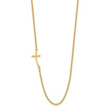 Sterling Silver YG-plated Small Off-Set Sideways Curved Cross Necklace - QG-D4DA592D-4568