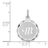 Sterling Silver/Rhodium-plated Brocaded Letter M Initial Pendant