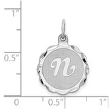 Sterling Silver/Rhodium-plated Brocaded Letter N Initial Pendant
