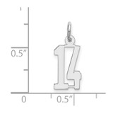 Sterling Silver/Rhodium-plated Elongated Number 14 Charm