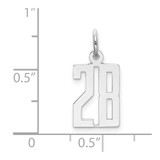 Sterling Silver/Rhodium-plated Elongated Number 28 Charm