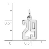 Sterling Silver/Rhodium-plated Elongated Number 29 Charm