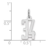 Sterling Silver/Rhodium-plated Elongated Number 34 Charm