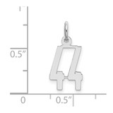 Sterling Silver/Rhodium-plated Elongated Number 44 Charm
