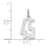 Sterling Silver/Rhodium-plated Elongated Number 45 Charm