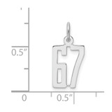 Sterling Silver/Rhodium-plated Elongated Number 67 Charm