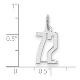 Sterling Silver/Rhodium-plated Elongated Number 72 Charm