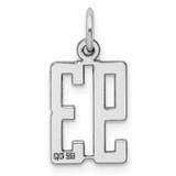 Sterling Silver/Rhodium-plated Elongated Number 93 Charm