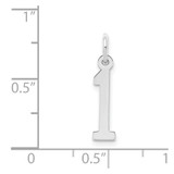 Sterling Silver/Rhodium-plated Elongated Polished Number 1 Charm