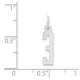 Sterling Silver/Rhodium-plated Elongated Polished Number 3 Charm
