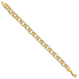 14k 8.5mm Hollow Triple Link 7.25 inch Charm Bracelet