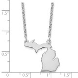 Sterling Silver/Rhodium-plated Michigan State Necklace