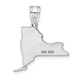 Sterling Silver/Rhodium-plated New York State Pendant