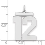 Sterling Silver/Rhodium-plated Polished Number 12 Charm - QP-2E146555-8286